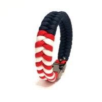 USA American Flag  Paracord Bracelet with Gun Metal Buckle