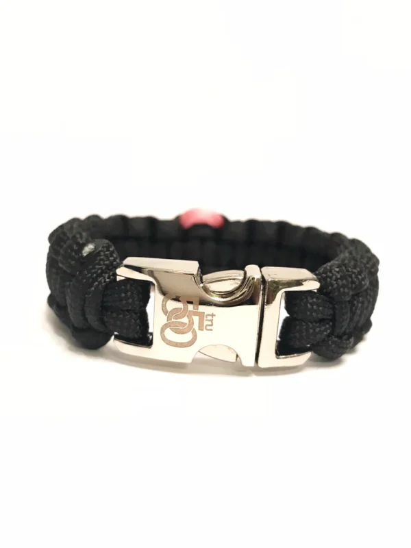 Breast Cancer Awareness Pink Ribbon Black Paracord Bracelet - Image 3