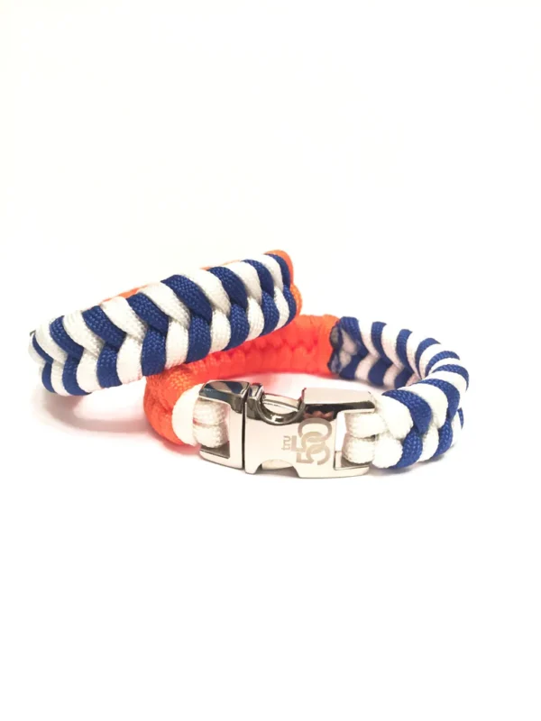 Mens Jewelry Team New York Sports Blue and White Stripe Paracord Survival Bracelet - Image 2