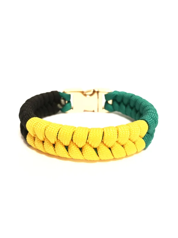 Jamaican Flag Mens & Women Paracord Bracelet Jewelry Flag of Jamaica with Gold Buckle - Image 4