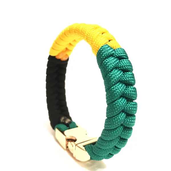 Jamaican Flag Mens & Women Paracord Bracelet Jewelry Flag of Jamaica with Gold Buckle