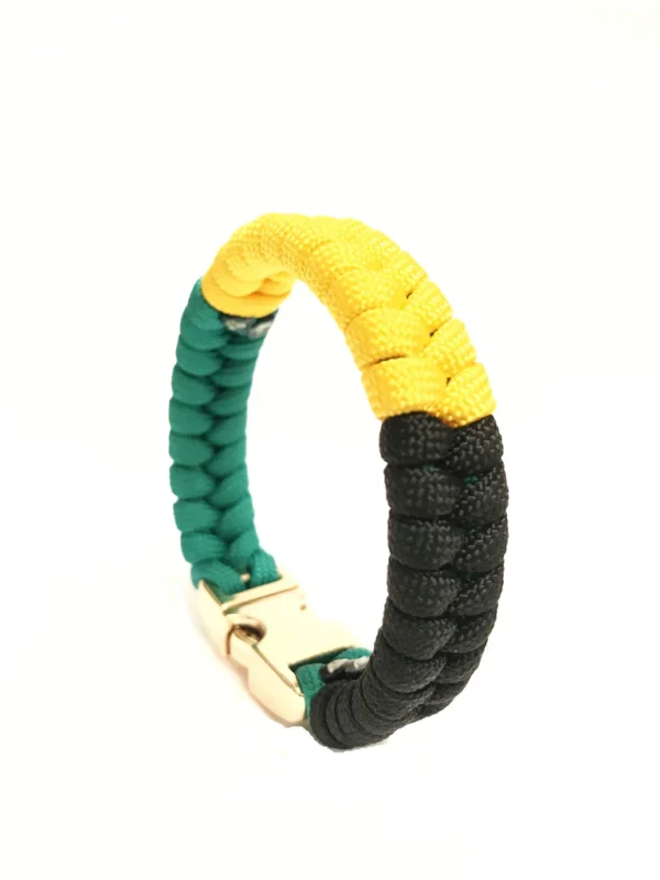 Jamaican Flag Mens & Women Paracord Bracelet Jewelry Flag of Jamaica with Gold Buckle - Image 2