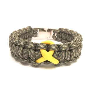 Support Our Troops Yellow Ribbon Black Paracord Survival Jewelry Bracelet