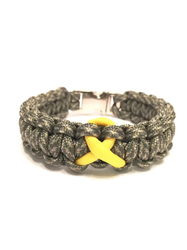 Support Our Troops Yellow Ribbon Black Paracord Survival Jewelry Bracelet