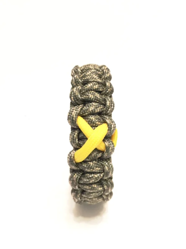 Support Our Troops Yellow Ribbon Black Paracord Survival Jewelry Bracelet - Image 2