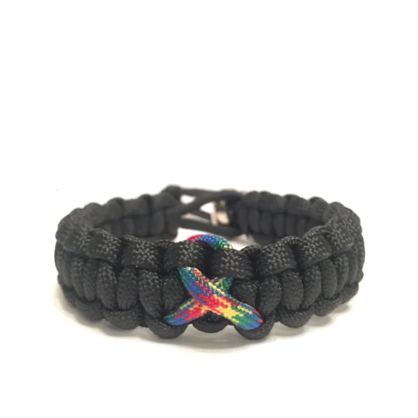 Autism Awareness Adjustable Black Paracord Bracelet