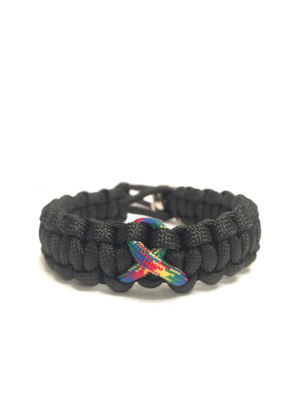 Autism Awareness Adjustable Black Paracord Bracelet