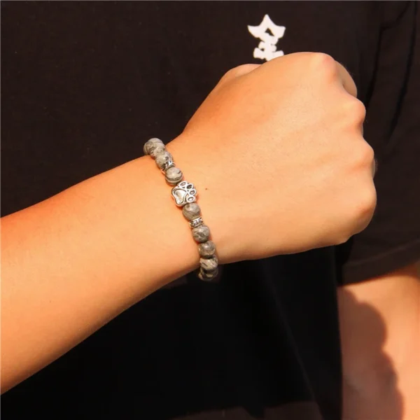 Natural Stone Beads Bracelet Dog Claw Paw Alloy Accessories Bloodstone Turquoises Agates Women Men Bracelets Child Cute Jewelry - Image 3