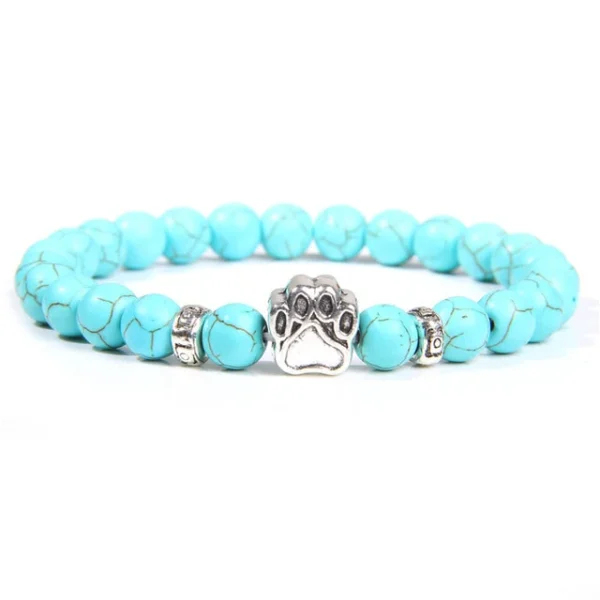 Natural Stone Beads Bracelet Dog Claw Paw Alloy Accessories Bloodstone Turquoises Agates Women Men Bracelets Child Cute Jewelry