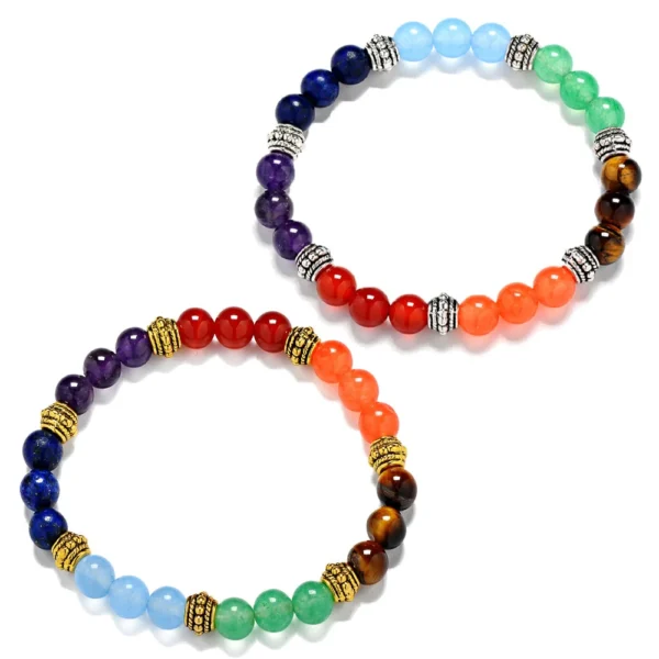 Natural Stone Beads Bracelet Amethysts Agates Beaded Bracelet Seven Chakra Yoga Energy Bracelets for Women Men Fashion Jewelry - Image 6