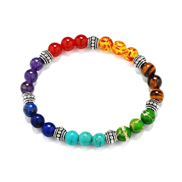 Natural Stone Beads Bracelet Amethysts Agates Beaded Bracelet Seven Chakra Yoga Energy Bracelets for Women Men Fashion Jewelry - Image 5