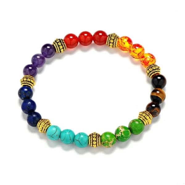 Natural Stone Beads Bracelet Amethysts Agates Beaded Bracelet Seven Chakra Yoga Energy Bracelets for Women Men Fashion Jewelry - Image 4